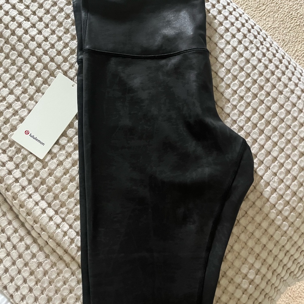 Lululemon Black Leather Wunder Train Leggings
